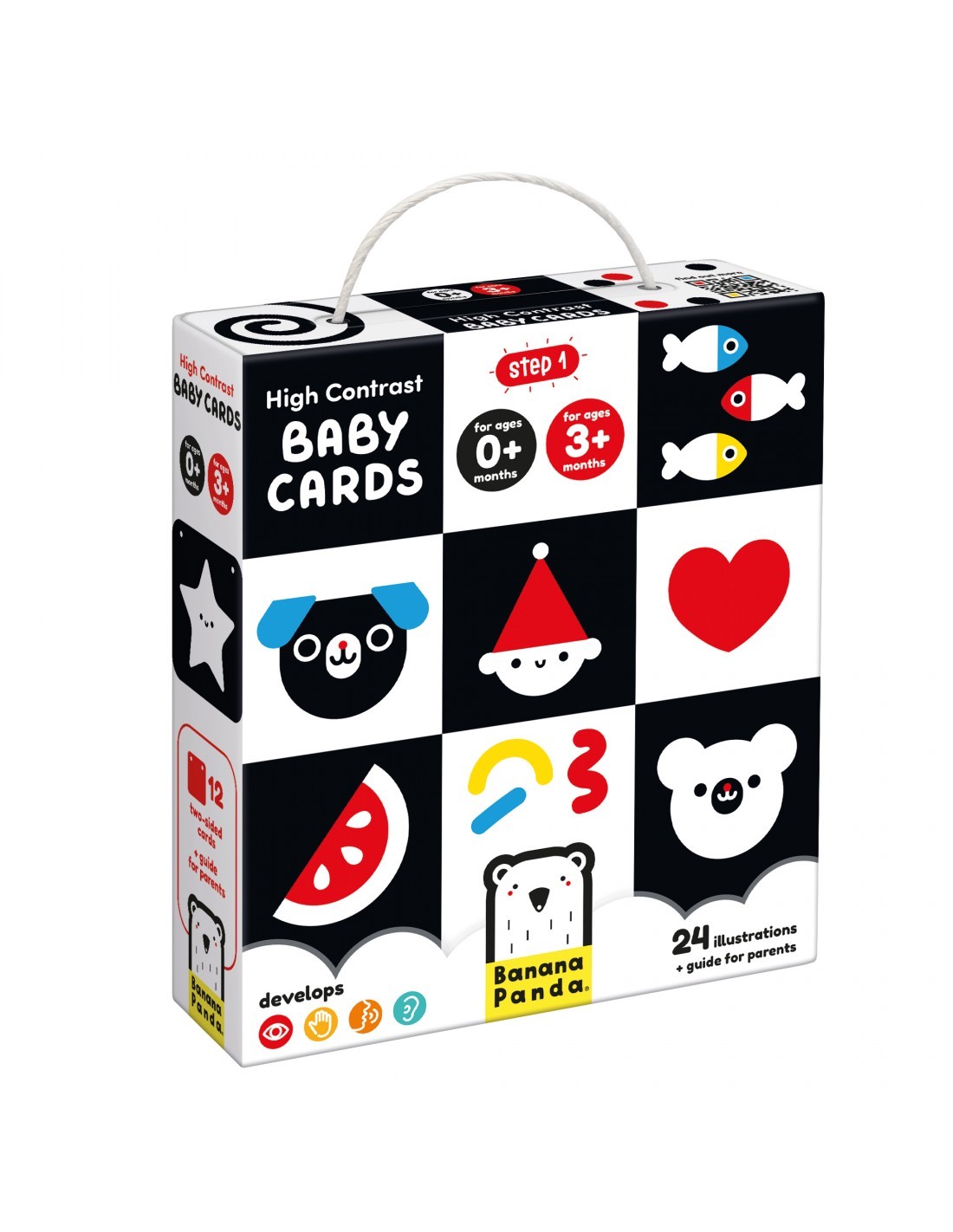 Κάρτες Εκπαιδευτικές High Contrast Baby Cards 0M+ 3M+, Banana Panda